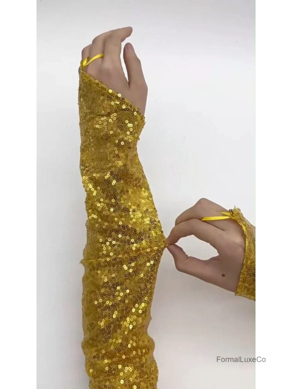 Sequins Lace Fingerless Gloves Long Elbow Length for Wedding Prom Party